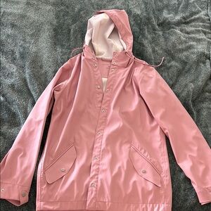 Aritzia Babaton Pink Hooded Raincoat